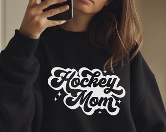 Retro Ice Hockey Mom Sweatshirt, Gift for Hockey Mom, Game Day Crewneck, Hockey Mama Sweater, Momma Hockey Season Hoodie, Preppy Aesthetic