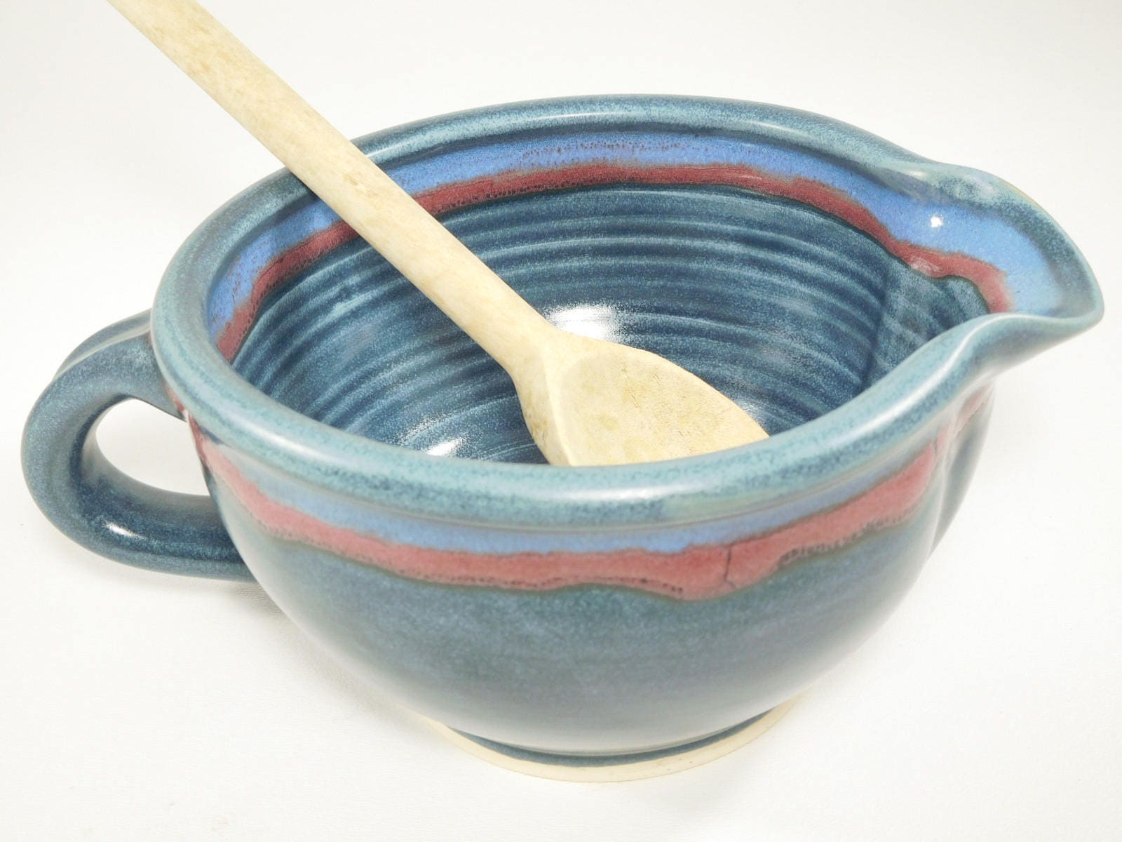 Mixing Bowl with Handle and Spout Ceramic Handcrafted Etsy