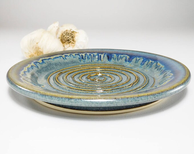 Garlic Grater Plate Dipping Dish Olive Oil Dish Garlic Grater Blue