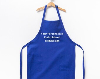 Grembiule ricamato personalizzato - Regalo per donna - Regalo ricamato - Grembiule da cucina ricamato - Grembiuli con nome con tasca - Grembiule da chef personalizzato