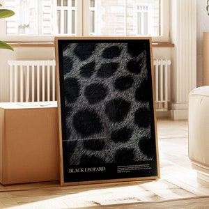 Black Leopard Pattern Poster, Leopard Wall Art Print, Leopard Photography Definition, Above Bed Bedroom Wall Decor, Trendy Wall Art