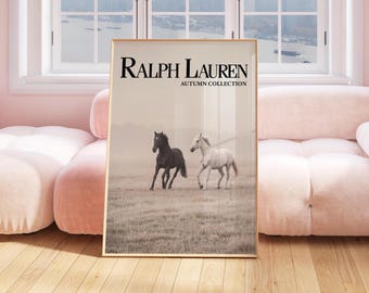 Vintage Fashion Magazine Cover Print, Equestrian Wall Art, Black and White Retro Fashion Decor, Luxury Country Poster, Stylish Wall Art