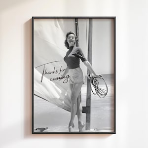 Póster de moda de lujo "Gracias por venir", impresión en blanco y negro, arte de pared de diseñador, póster de moda, arte de pared estético, impresión del viejo Hollywood.