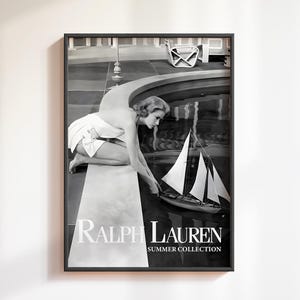 Póster de revista de moda, lámina de Grace Kelly, póster de Ralph Lauren, arte mural en blanco y negro, arte mural de lujo, lámina de Hollywood antiguo