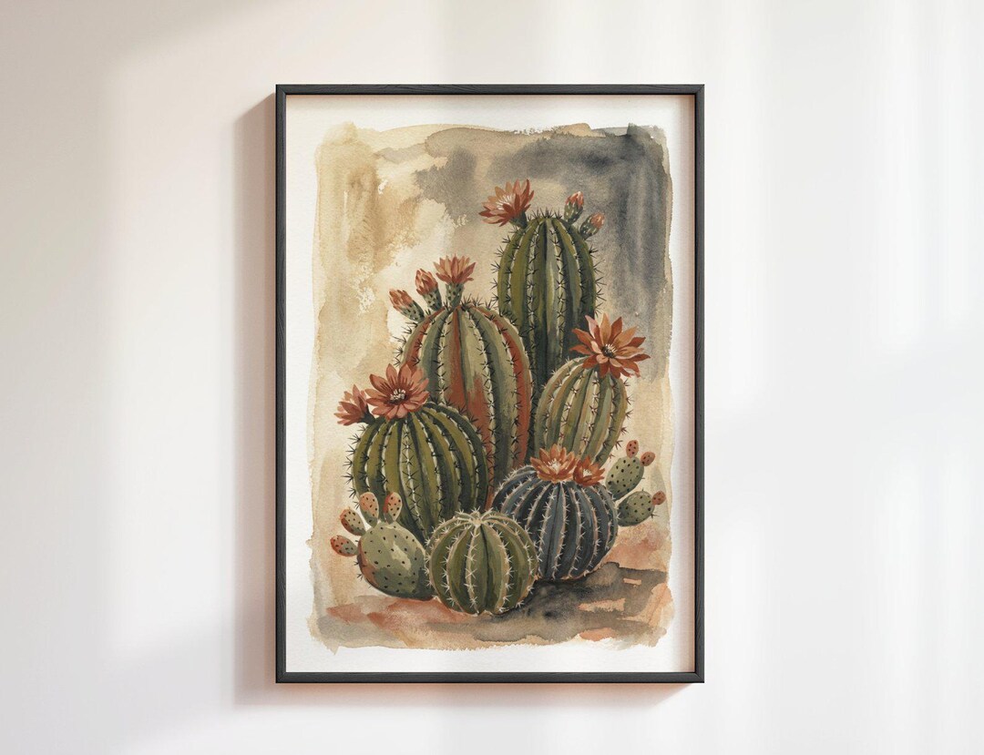 Desert Cactus Watercolor Print, Southwestern Botanical Wall Art Decor ...