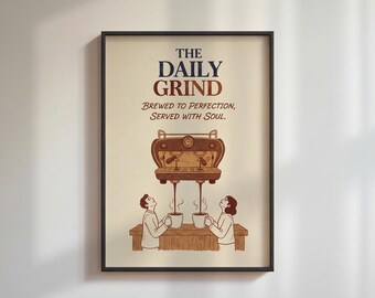 Morning Ritual Poster with Motivational Quote | Retro Coffee Bar Art for Kitchen Wall Decor