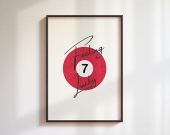 Lámina decorativa retro con el número 7 de la suerte para bolas de billar