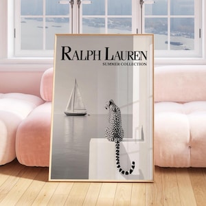 Vintage Fashion Magazine Poster, Cheetah Sitting on Wall, Luxury-Inspired Black and White Fashion Print, Minimalist Wall Art Decor Printable