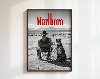 Vintage Cowboy Cheetah Poster: Retro Western Mancave Wall Art