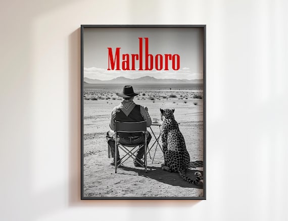 Vintage Cowboy Cheetah Poster: Retro Western Mancave Wall Art