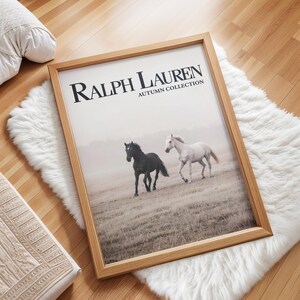 Póster de revista de moda Ralph Lauren, decoración de pared ecuestre de moda retro, impresión en blanco y negro, impresión de moda de lujo, decoración antigua de Ralph Lauren