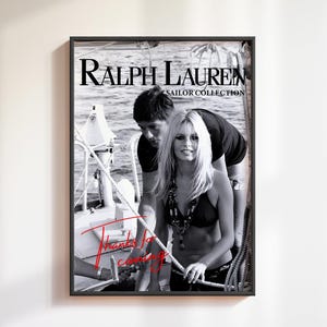 Póster de revista de moda con estampado de Brigitte Bardot, impresión en blanco y negro, impresión de moda de lujo de Ralph Lauren antigua, impresión estética para apartamento.