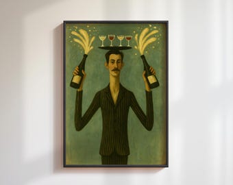 Barkeeper Kunstdruck: Wunderliche Vintage Bar Wand Dekoration Poster