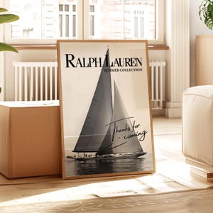 Póster de revista de moda "Gracias por venir", impresión de arte de pared de moda, impresión de Ralph Lauren, póster de marinero vintage, impresión de moda de lujo, impresión digital