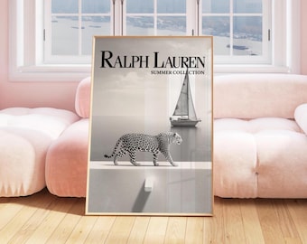 Fashion Magazine Style Cheetah Poster, Black and White Luxury Coastal Decor, Vintage Magazine Wall Art, Bold Chic Animal Aesthetic Print