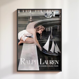 Póster de revista de moda, lámina de Grace Kelly, arte mural de Hollywood, póster de Ralph Lauren, arte mural estético, póster de moda, arte mural de lujo