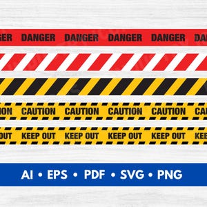 Let op tape vector, voorzichtigheid tape clipart, gevaar houden buiten constructie tape SVG, naadloze gele en zwarte politie tape - digitale download