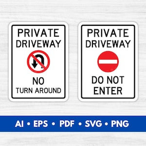 Privé oprit tekenen vector, privé oprit tekenen illustraties, geen turn around teken SVG, voer geen teken in afdrukbare - digitale download