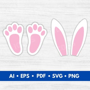 Bunny Feet & Ears Vector, Bunny Feet Ears Cut File, Bunny Feet Ears Silhouette, Easter Bunny Design - Digital Download