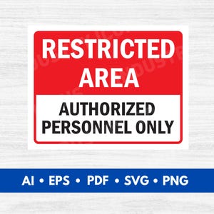 Sperrgebiet Schild Vektor, Schild für berechtiges Personal SVG, Sperrgebiet Schild druckbar - digitaler Download