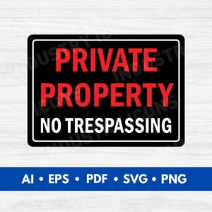 Vector de señal de propiedad privada, archivo de corte de señal de propiedad privada, señal de prohibido el paso imprimible, señal de prohibido el paso - Descarga digital