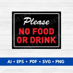 No Food or Drink Sign Vector, No Food or Drink Sign Printable, No Food or Drink Sign SVG Cut File, Door Signs - Digital Download