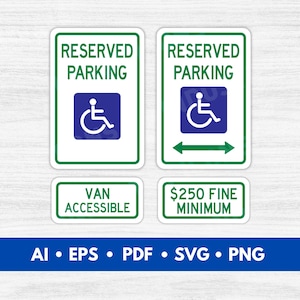 Handicap Parking Signs Vector, Handicap Signs SVG Cut-bestand, toegankelijkheidsborden, Handicap Parking Signs afdrukbare - digitale download