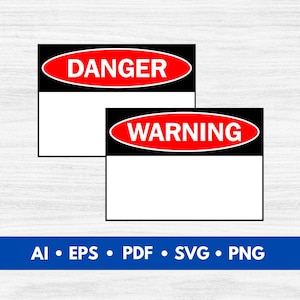 Danger Warning Sign Blank, Danger Warning Sign Cut File, Danger Sign Printable, Custom Warning Sign, Caution Hazard Signs - Digital Download