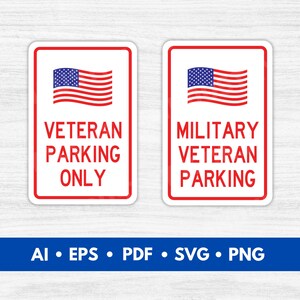 Veteranenparkeertekens Vector, militaire veteranenparkeerborden illustraties, veteranenparkeerborden SVG-bestand knippen - digitale download