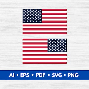 Puede incluir: Dos banderas americanas apiladas una encima de la otra. La bandera superior es azul con estrellas blancas y la bandera inferior es roja y blanca con rayas. Las banderas están sobre un fondo de madera blanca.