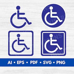 Handicap symbool vector, rolstoel symbool SVG-bestand knippen, toegankelijkheidspictogrammen, handicap parkeren, gehandicapt toilet teken - digitale download