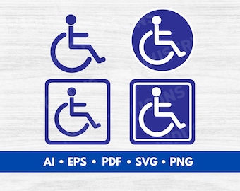 Handicap Symbol Vector, Wheelchair Symbol SVG Cut File, Accessibility Icons, Handicap Parking, Disabled Restroom Sign - Digital Download