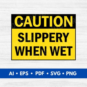 Könnte beinhalten: Ein gelbes und schwarzes Warnschild mit dem Text "ACHTUNG GLATT BEI NASSEM WETTER".