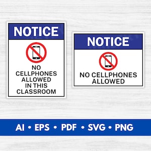 No Cellphones Allowed Sign, Printable Classroom and School Notice Sign, No Phones Poster for Teachers and Offices - Digital Download