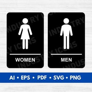 Heren toilet borden vector set, ADA badkamer symbolen SVG gesneden bestand, toilet pictogrammen, toilet teken afdrukbaar - digitale download