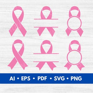 Awareness Ribbons Vektor, Brustkrebs Bewusstseinsband SVG Cut File, Bewusstseinsband Monogramme, Ribbon Silhouette - Digital Download