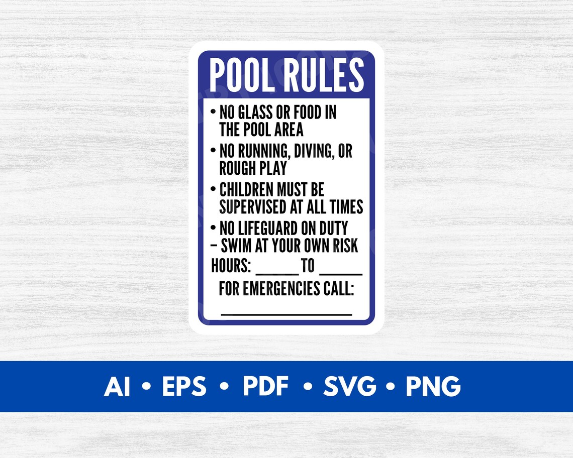 Pool Rules Sign Vector File – Pool Rules SVG Cut File With Editable ...