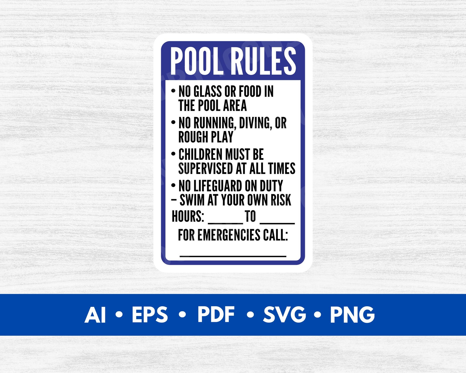 Pool Rules Sign Vector File – Pool Rules SVG Cut File With Editable ...