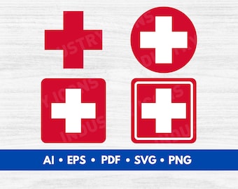First Aid Cross Vector, First Aid Cross Clip Art, First Aid Symbol Cut File, Life Guard Symbol, Red Cross SVG - Digital Download