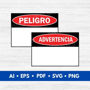 Peligro Advertencia Sign Blank, Spanish Danger Warning Signs SVG, Printable Custom Hazard Signs - Digital Download