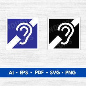 Doof symbool vector, doofheid symbool SVG-bestand knippen, slechthorenden pictogrammen, doof symbool logo - digitale download