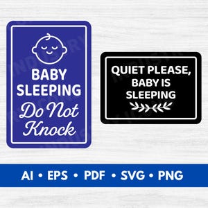 &quot;Baby schläft Türschilder SVG, druckbare Kinderzimmer Schilder, &quot;&quot;Nicht klopfen&quot;&quot; und &quot;&quot;Quiet Bitte&quot;&quot; Baby schläft - digitaler Download.&quot;