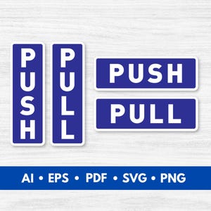 Push Pull Türschilder Vektor, horizontale und vertikale Push Pull Schilder, Push Pull Schilder SVG, druckbare Push Pull Türschilder - digitaler Download
