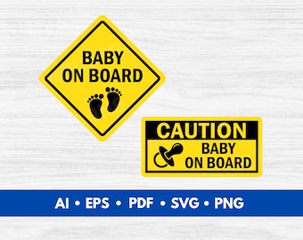 Baby on Board Sign Vectors, Baby on Board Clip Art, Baby on Board Sticker Magnet Printable - Digital Download
