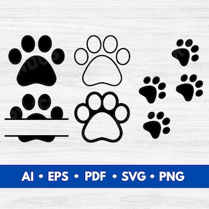 Vecteur d'impression de patte de chat, fichier de coupe d'empreintes de pattes de chat, SVG de sentier pied de chat, clipart empreintes de chat, Silhouette de pistes de chat - téléchargement numérique