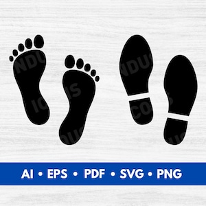 Footprints & Shoe Prints Vector, Footprints Shoe Prints Cut File, Feet SVG, Footprints Clip Art, Footprints Silhouette - Digital Download
