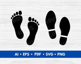Footprints & Shoe Prints Vector, Footprints Shoe Prints Cut File, Feet SVG, Footprints Clip Art, Footprints Silhouette - Digital Download