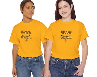 One God. Shirt for Believers, Christian Apparel, Religious Gift, Everyday Wear, Spiritual Clothing - Faith-Inspired Heavy Cotton Tee -