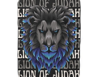 Lion of Judah Sherpa Fleece Blanket - Cozy Home Decor for Animal Lovers, Gifts for Christians, Meditation, Relaxation