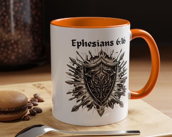 Taza de café "Escudo de la Fe", Efesios 6:16, Regalo inspirador, Taza con versículo bíblico, Taza cristiana, Taza inspiradora